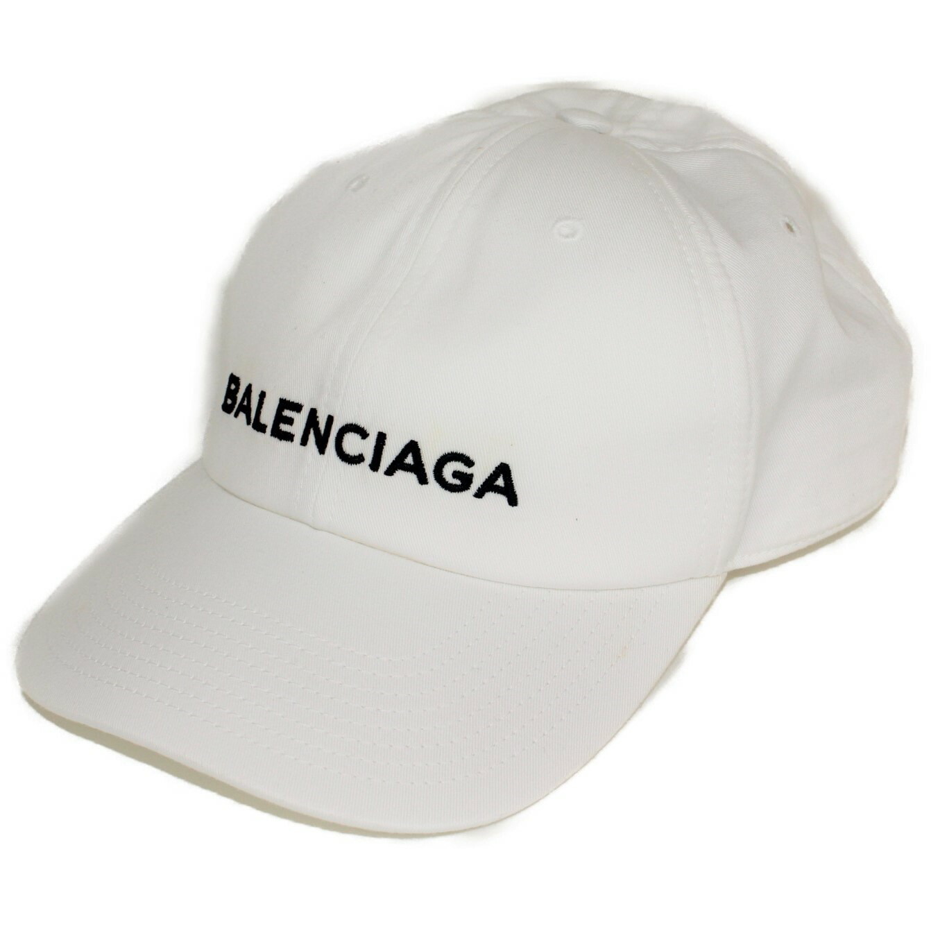 Balenciaga Logo Embroidery Baseball Cap White